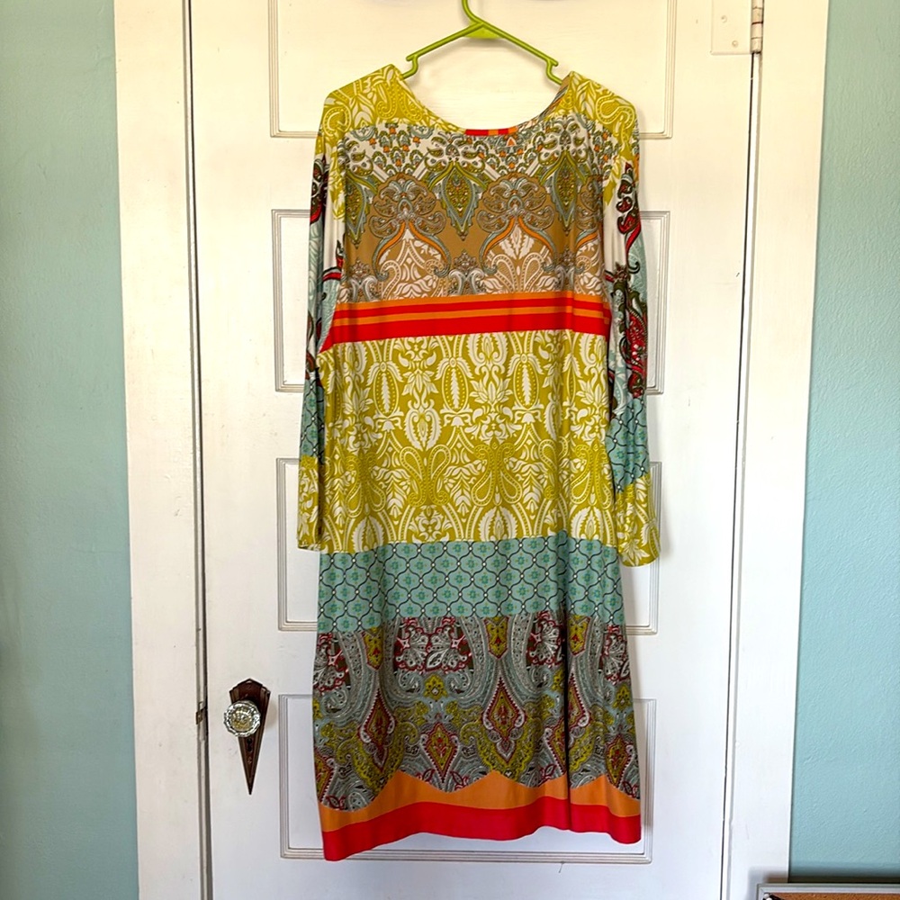 Pyramid Collection Colorful Patterned Dress Size 1X - Picture 3 of 5